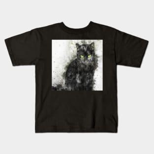 Cat Black Kitten Graphic Art Kitty Lover Graphic Face Masks, Design Apparel & Home Decor Kids T-Shirt